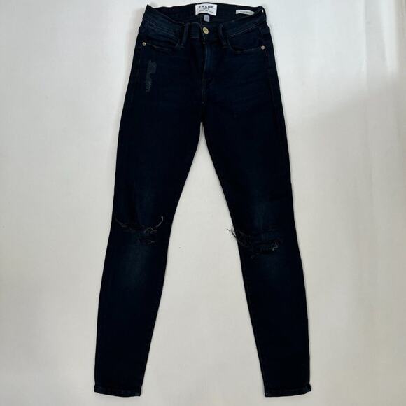 Frame Le High Distressed Skinny Jeans In Portofino Sz 25 - Picture 5 of 9